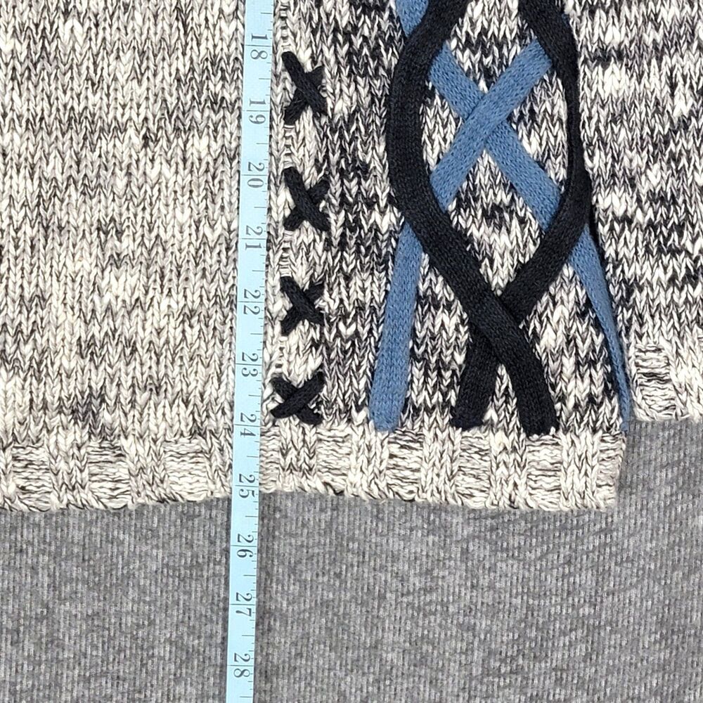 Carole Little Sweater Womens Large Heathered Black White Geometric 3/4 Sleeve - Picture 4 of 11